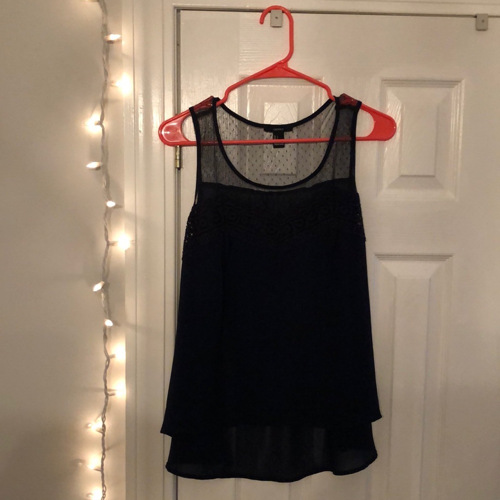 Forever 21 Navy Lace/Sheer Top